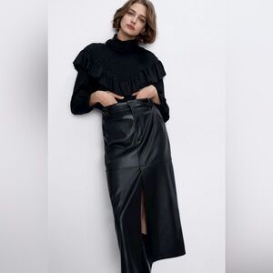 Zara Black faux leather skirt